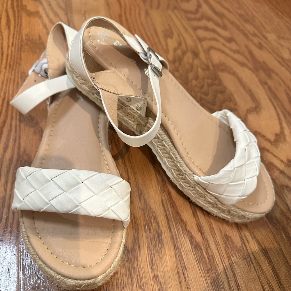 Women's White Braided Sandals- Used